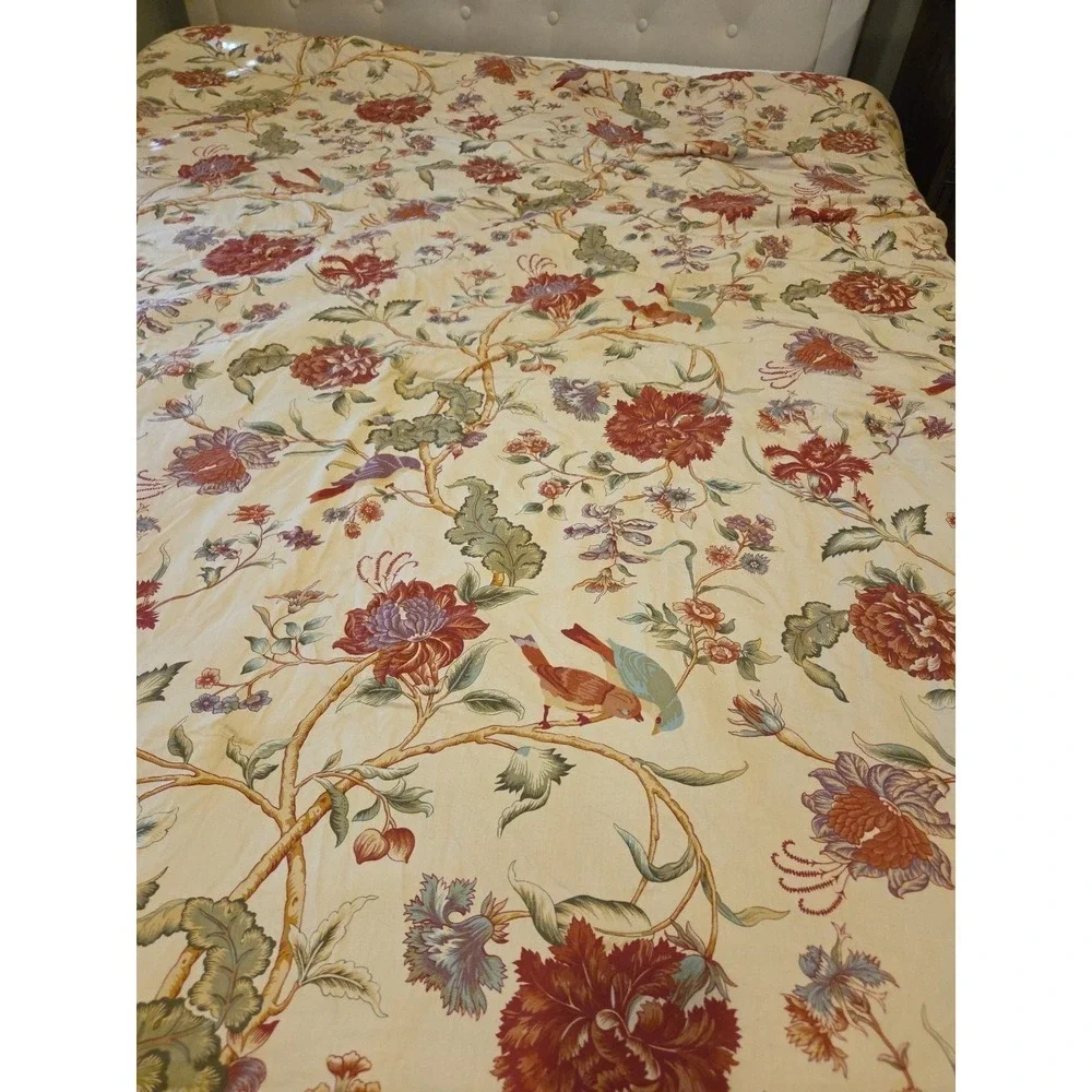 Waverly‎ Jacobean Floral Bird Reverse Stripe King Comforter 